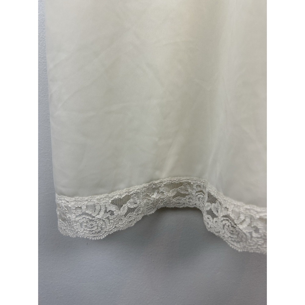 Vintage Slip Dress Womens Medium Babydoll Ivory Nylon Lace Trim Full Slip Read - Picture 6 of 7